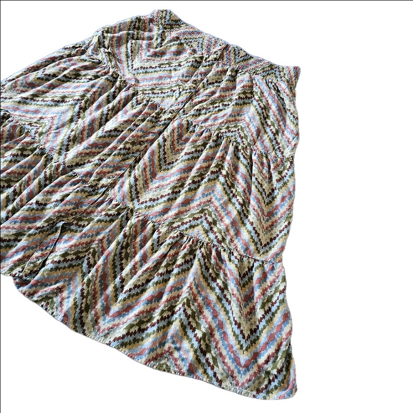 Sonoma Multicolor Chevron Pattern Midi Skirt Tiered  Womens XL - Picture 7 of 12